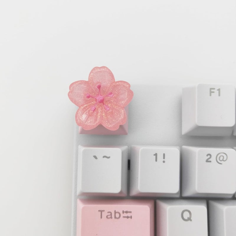 Elacgap Personalized Cute Pink Keycap Handmade OEM Profile DIY Custom Keycap for Mechanical Keyboard MX Switch (Cherry Blossom) - Image 2